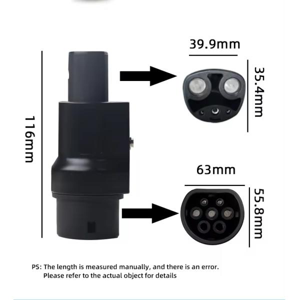 220v Black Electric Vehicle GBT to Tesla Adapter 7kw Ev Socket Charging Function for EV Charging Adapter