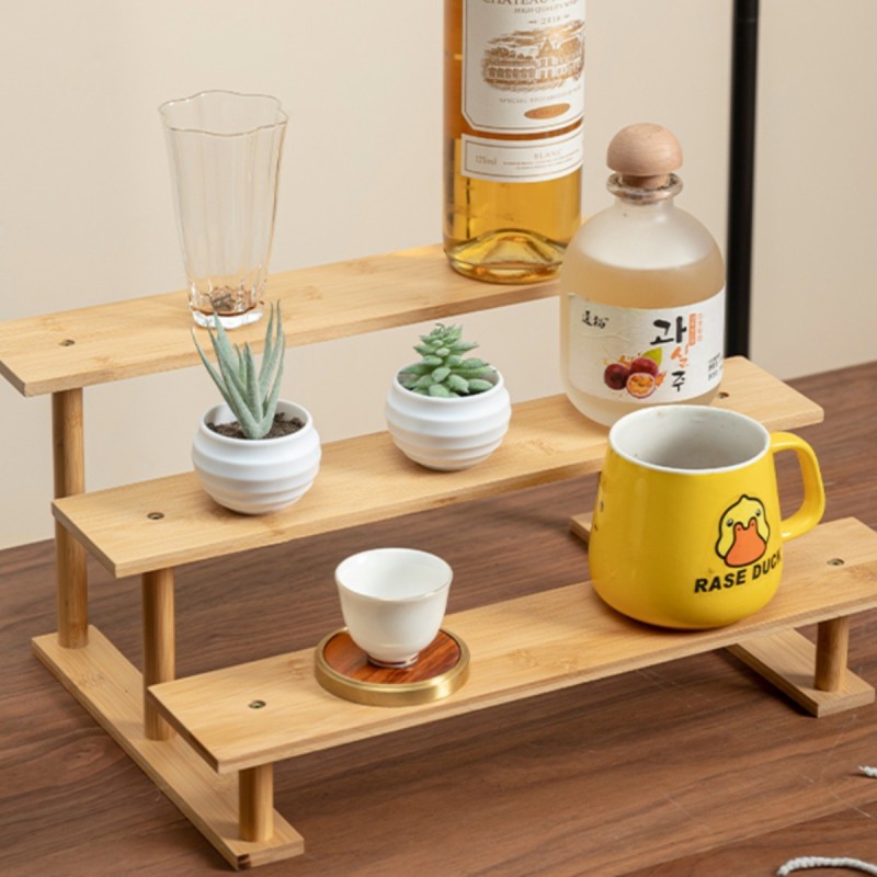 Succulent Shelf Indoor Flower Stand Simple Multi-Layer Bamboo Hydroponic Storage Rack Trapezoidal Display Balcony Indoor Use