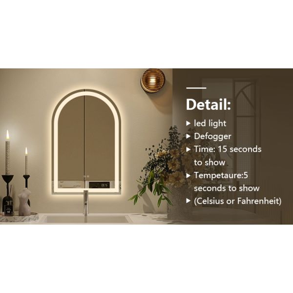 Frameless Smart Touch Screen LED Mirror Wall Mounted Bathroom Vanity Mirror