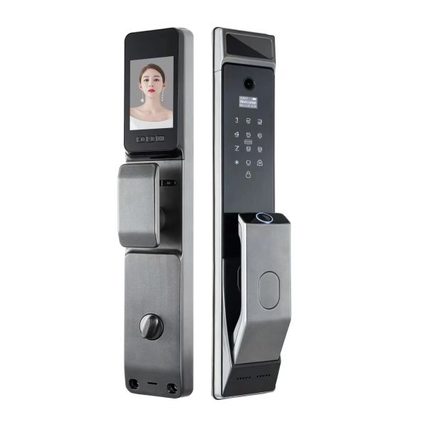 Qleung S914MAX 3D Face Tuya Wifi Automatic Lock Fingerprint Code Card Smart Door Lock with Peephole Camera