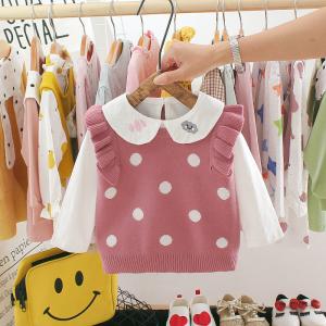 Quality Spring 39in Girls Casual Full Sleeve Shirts Children'S Sweater Vest With Two Piece Top for sale