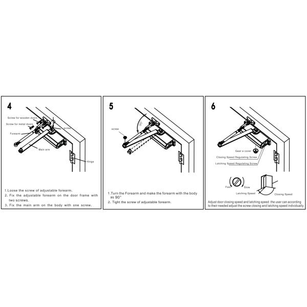 Automatic Electric Door Closer Closing Speed Adjustment 180° Max Opening Angle