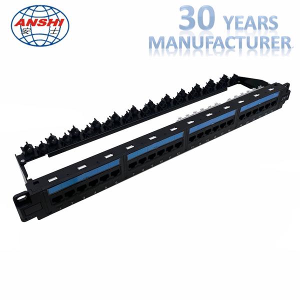 1u Cat6 24 Port Utp Patch Panel With Rear Cable Management
