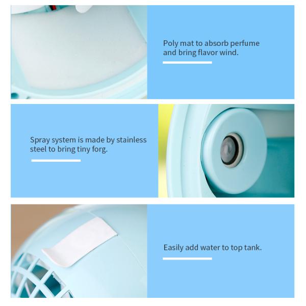 Mulit-function Extremely Mini Cool Fan Strong Wind Spray Mist Dual Speed Night Light Humidifier Beauty GK-CF02