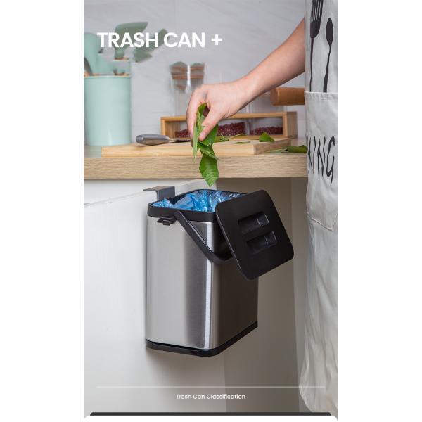 Hanging Kitchen Bin Stainless Steel square Trash Bin Black Mini Small for Kitchen