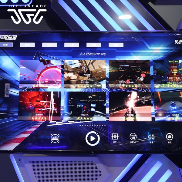 Dual-screen synchronized two-player VR standing Platform arena equipped with turbine lighting and wireless overhead bracket