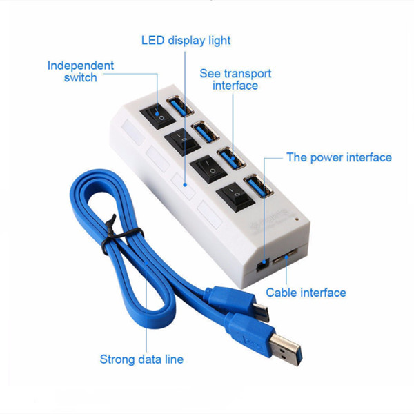 Memory Cards Round USB Four Port Hub Splitter Adapter