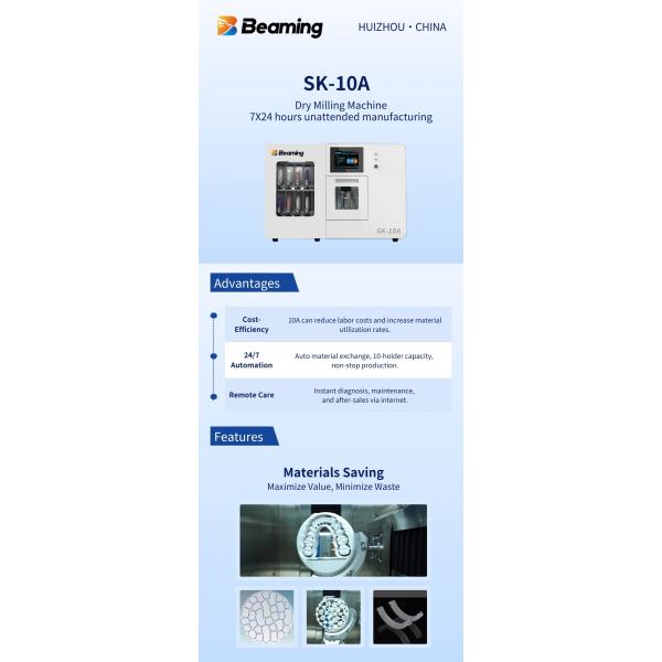 SK-10A Precision Engineering Dental Milling Machine 5 Burs Robotic Handling Dental Dry Milling for Zirconia