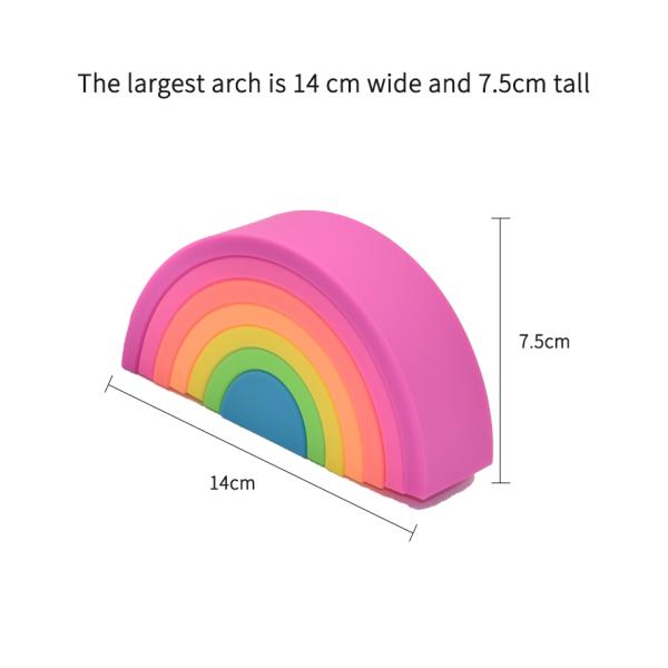 PVC BPA Free Silicone Rainbow Stacker Educational Fun Customized Logo