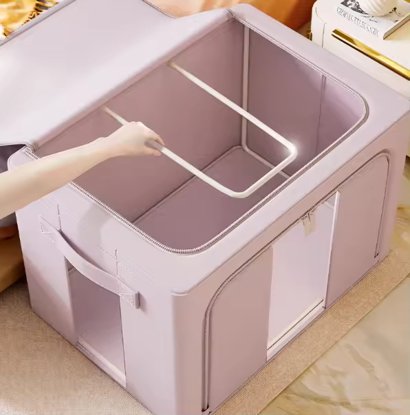 Hot Selling Cotton Fabric Storage Box Foldable Rectangle Clothes Containers for Wardrobe Organizer