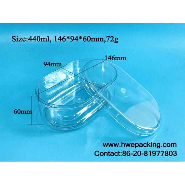 Oval Plastic PET Packaging Box For Wedding Birthday Cake Candy 440ml