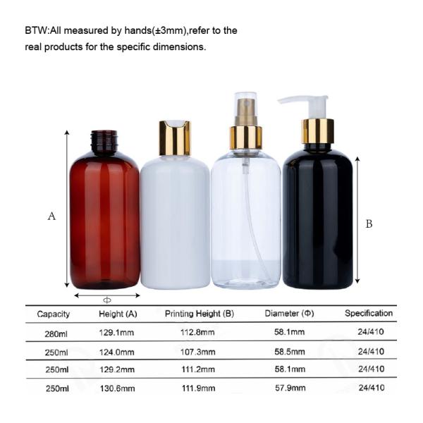 280ml 250ml Trigger Sprayer Bottles Plastic Foam Dispenser Bottle With Gold Nozzles