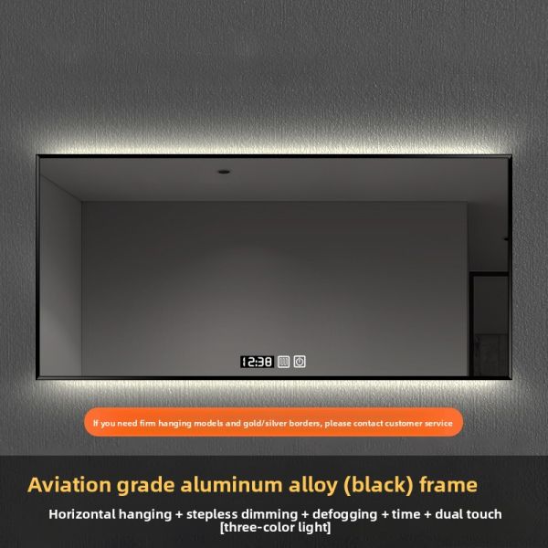 Premium Modern Aluminum Alloy Frame Rectangular LED Bathroom Light Elegant Luxury Anti-Fog Touch Bath Mirrors for Hotel