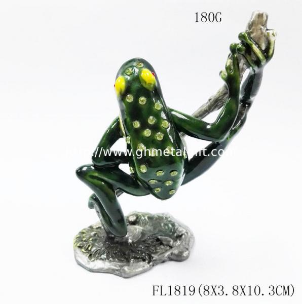 New design home decorative box metal cute green frog jewelry decorative box