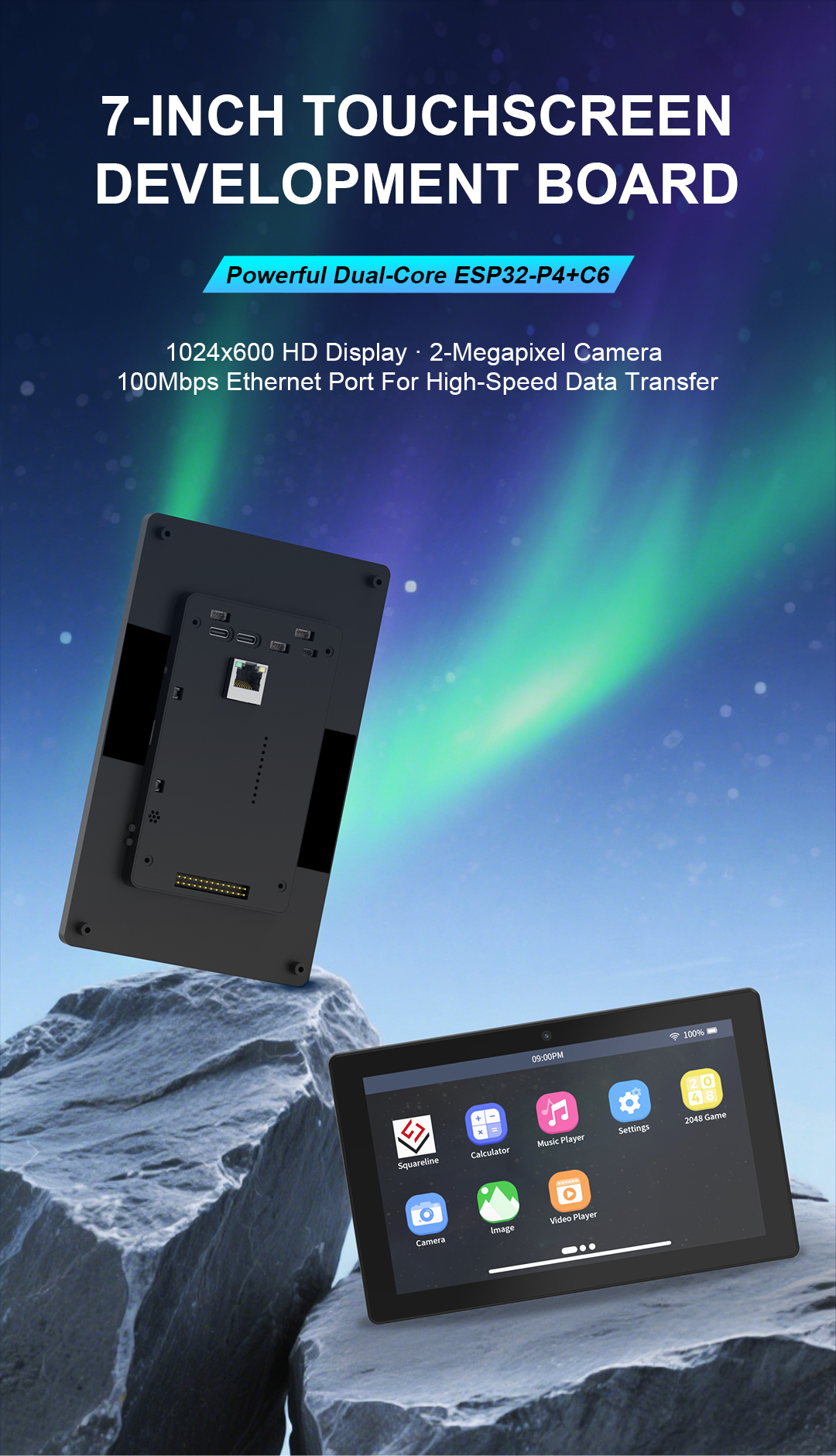 JC1060P470C_I_W_Y High performance 7-inch screen integrated development kit: ESP32-P4 main control, integrated camera, ready to use