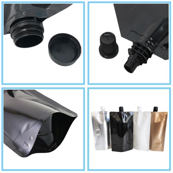 Black Spout Pouch Plastic Packaging Bag Bolsas Para Jugos Liquidos Detergent Spout Pouch for Cosmetic