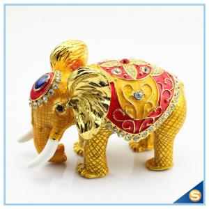 Quality Thai Style Elephant Enamel Ornaments Jewelry Box Home Furnishing Lucky Elephant Trinket Box for sale