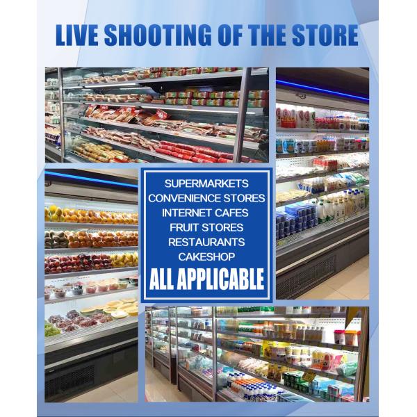 Vegetable Display Case Refrigerator , 4 Layers 1.98m Height LED Open Front Chiller