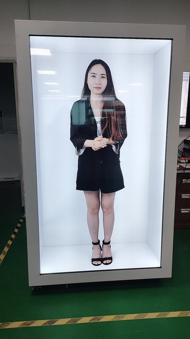 75 Inch Transparent Screen Display Cabinet Blending Products with Digital Visual Layers
