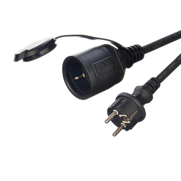 EU 2 Poles Socket Female End Type Oxygen Free Bared Stranded Copper Conductor Material Distributed Outlet Extension Cable