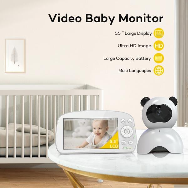 5.5 Inch 2 Way Full HD Video Babyphone Camera Up To 35 Hours Battery Life and Functions of Pan Tilt Digital Zoom