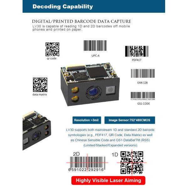 LV30 752*480 CMOS Mini TTL232 Interface Used for Handheld Device Portable Scanner Line Scanner Module