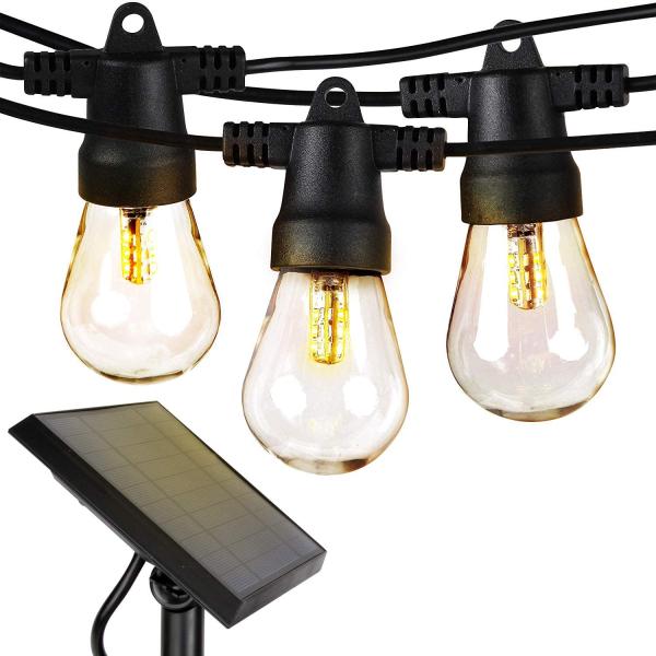 Weatherproof 27ft Commercial Grade LED String Lights Solar Power