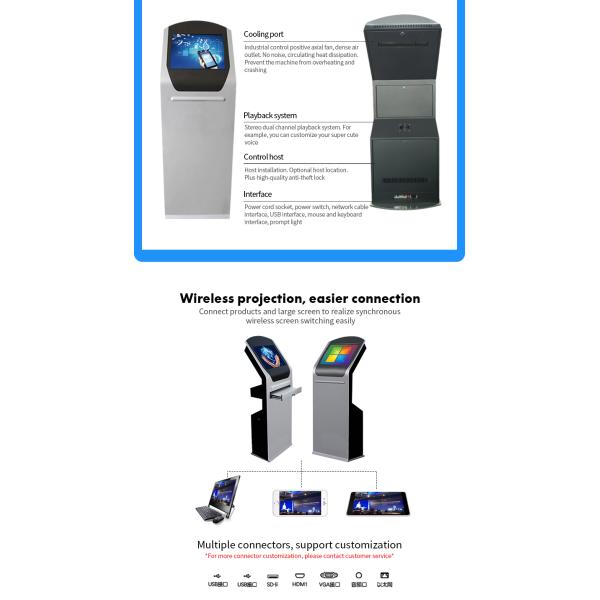 Ergonomic Self Service Touch Screen Kiosk 1920x1080P With Printer And Keyboard