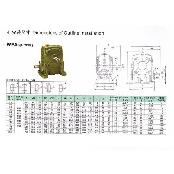 Vertical Worm Gear Reducer Reduction Gearbox WPA WPS WPX WPO 20 40 60 Ratio