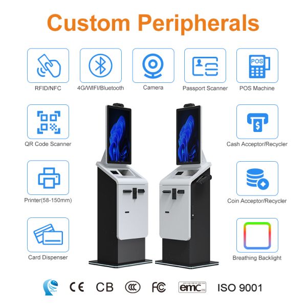 Self Cash Coin Machine Payment Checkout RFID Barcode Reader Payment Self Checkout Receipt Printer Cash Dispenser Kiosk SDK