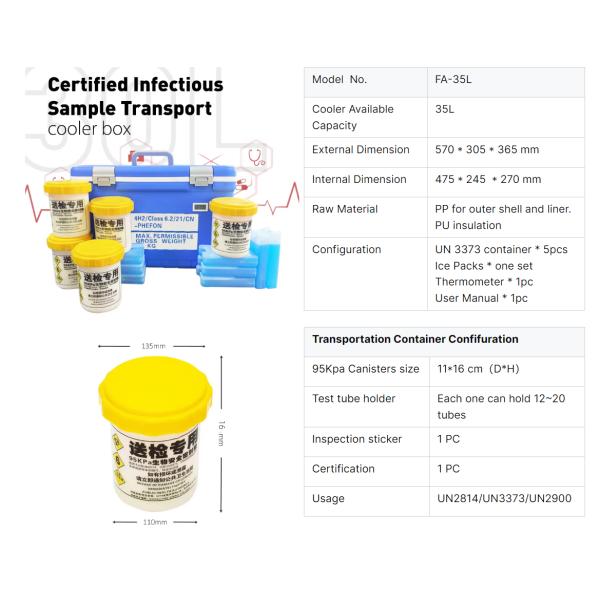 Thermometer Temperature Display Transport Container for Biological Samples for Specimen Cold Chain Safety Transportation