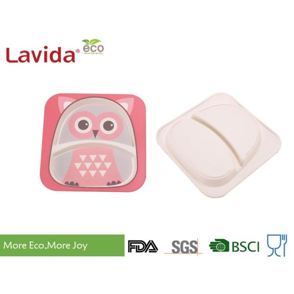 Adorable Cartoon Owl Bamboo Disposable Dinnerware Smooth Surface For Childrens