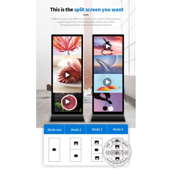 Vertical Full Screen Display Kiosk Digital Signage 75 Inch