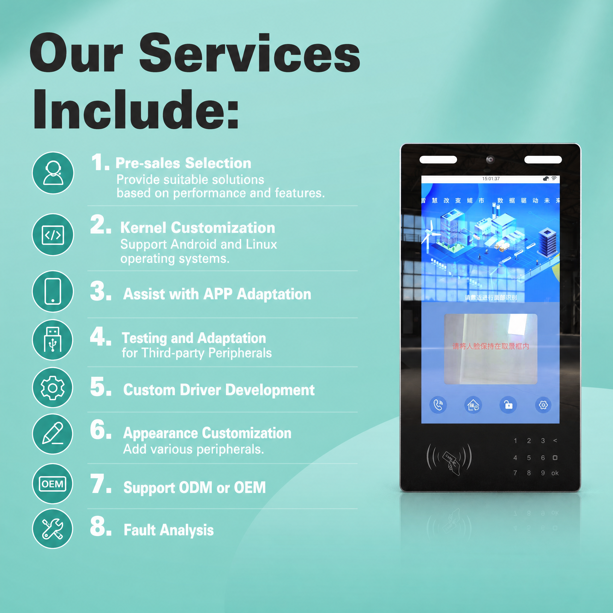15.6" Wall Mount Face Recognition Keypad & Card Access Terminal