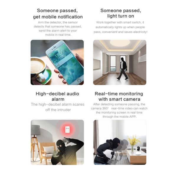 10M Alexa Human Motion Detection Sensor 95% RH Smart Alarm Sensor