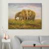 100% Handmade Family Elephant Love Oil Paintings on Canvas Cute Animal Wall Art Mural for Home Decoration for sale