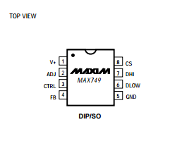 Digitally Adjustable LCD Bias Supply Integrated Circuit Chip MAX749ESA
