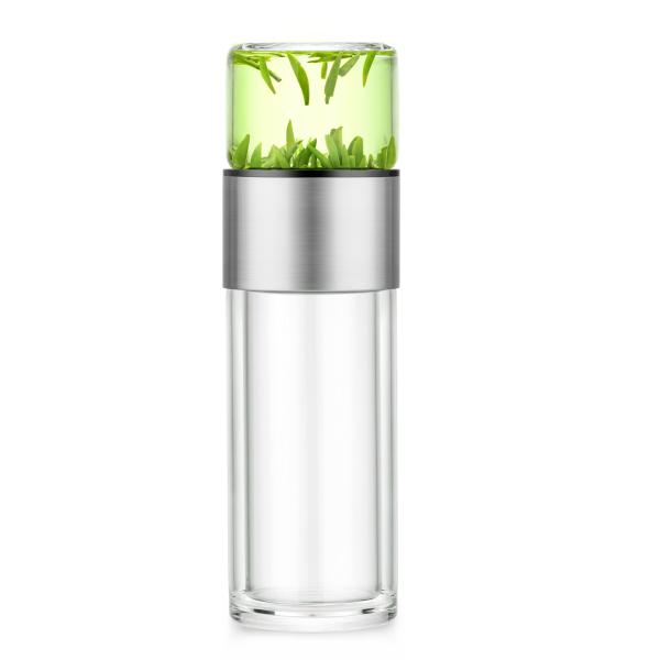 Handheld Double Wall Glass Tea Infuser Thermo Water Flask Customized