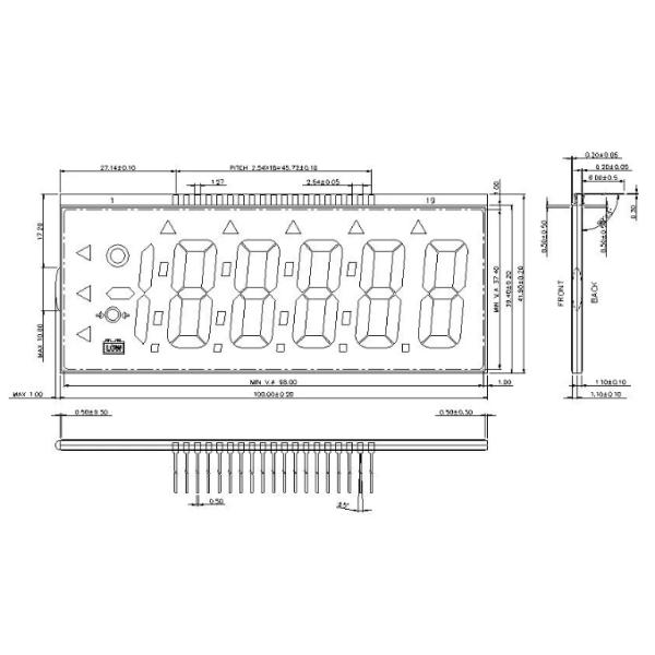 Positive Reflective Segment TN LCD Display Panel VDD 4.5V
