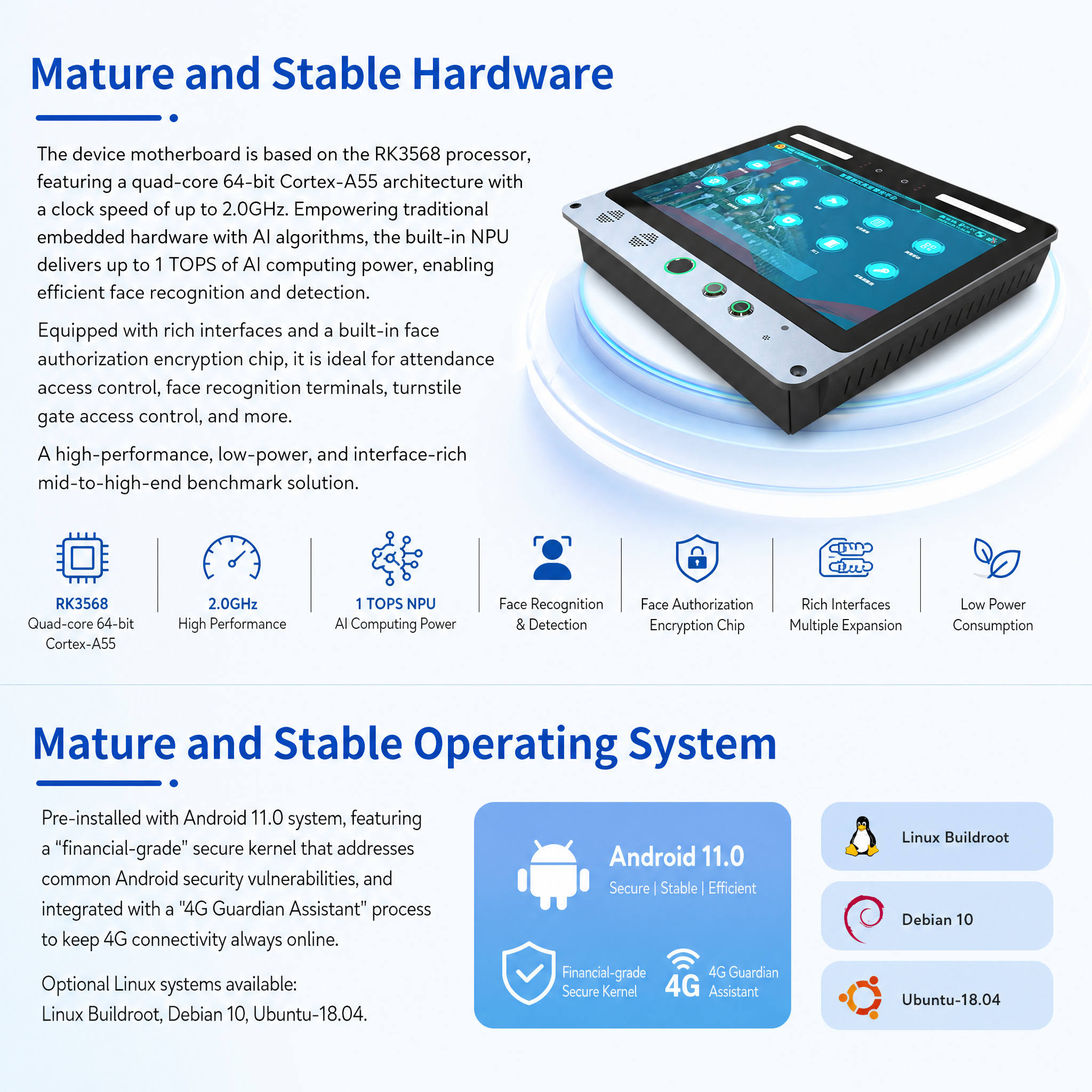 10 Inch Biometric Access Terminal with Face & Fingerprint Reader