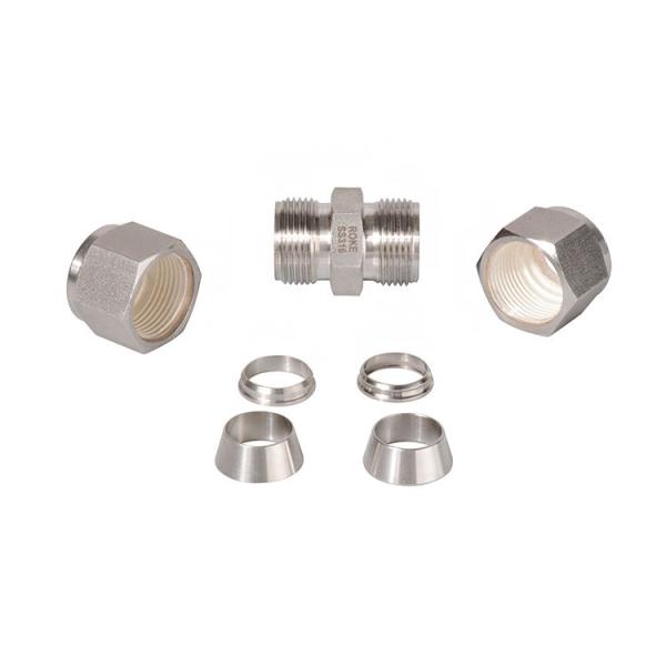 Stainless Steel Double Ferrules / Twin Ferrules Compression Union Inch And Metric Tube Fittings