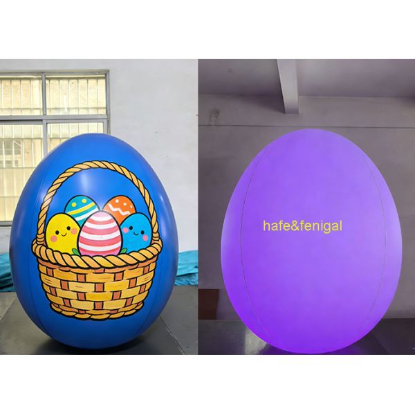 1.5m High 0.25mm PVC Giant Easter Inflatable Egg Balloon With Optional LED Light