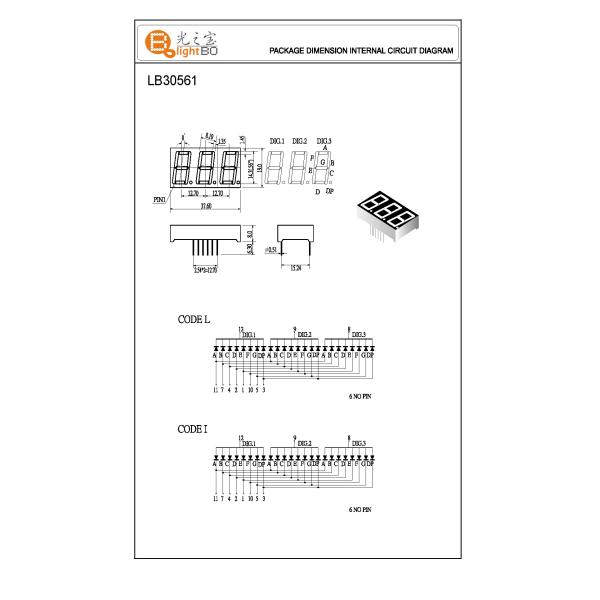 14.2mm(0.56") White 3 Digit 7 Segment LED Display for digital Temperature /Humidity indicators