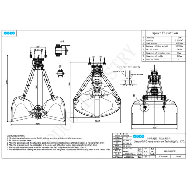 24 CBM Grain Mechanical Grab Bucket Bulk Material