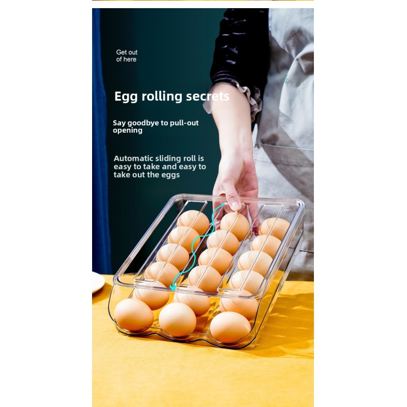 Wholesale Rectangular Transparent Anti-Drop Egg Rack Stackable Fresh-Keeper Storage Box for Household Refrigerator