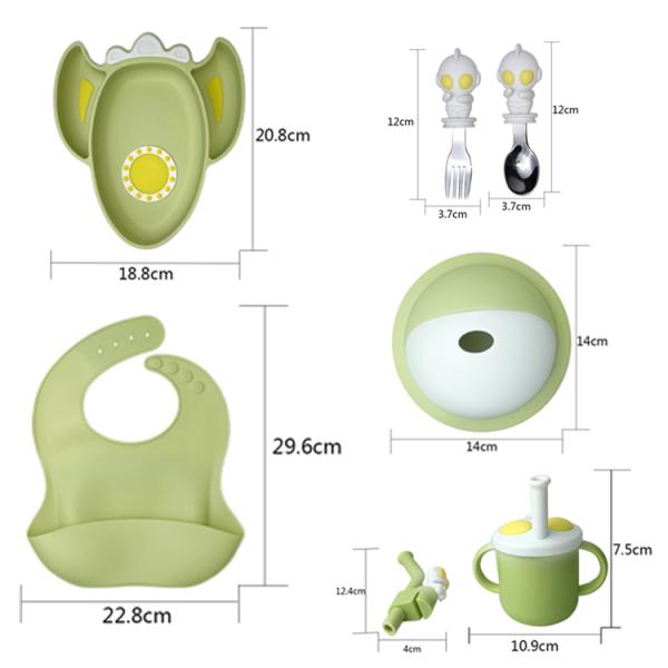 Customized Silicone Baby Feeding Set Food Grade Bib And Bowl Set With Spoon