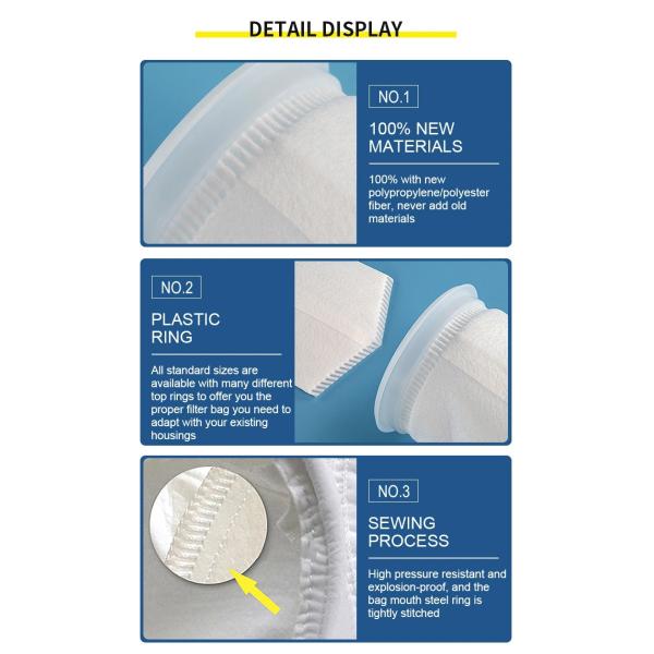 Polypropylene Needle Felt Filter Bags With Stitched Seam Construction