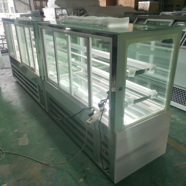 Square Glass Refrigerated Bakery Showcase Double Layer Bread Fridge
