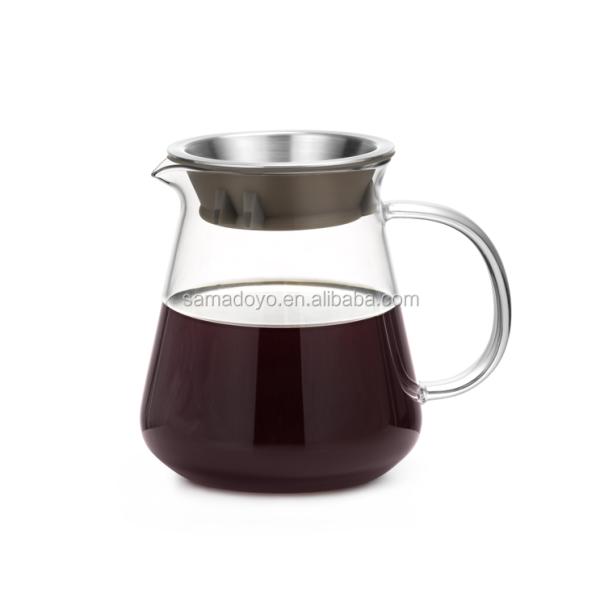 Reusable Handblown Glass Manual Drip Coffee Pot Maker Filter Baskets