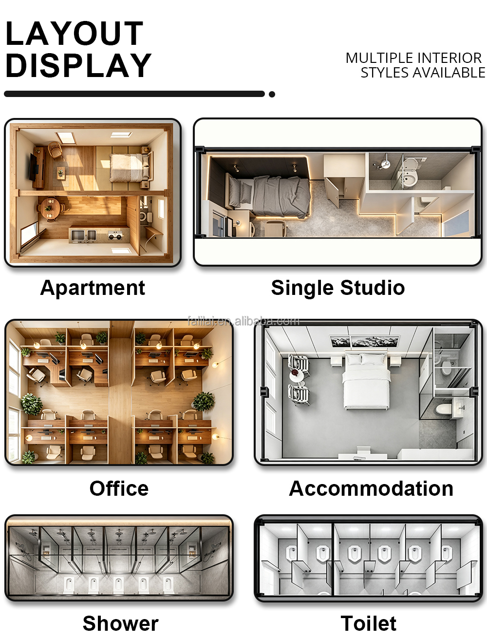 High Quality Easy Assembly 20ft Folding Container House Modular Container Unit Portable Site Office Prefab Dormitory Bathroom